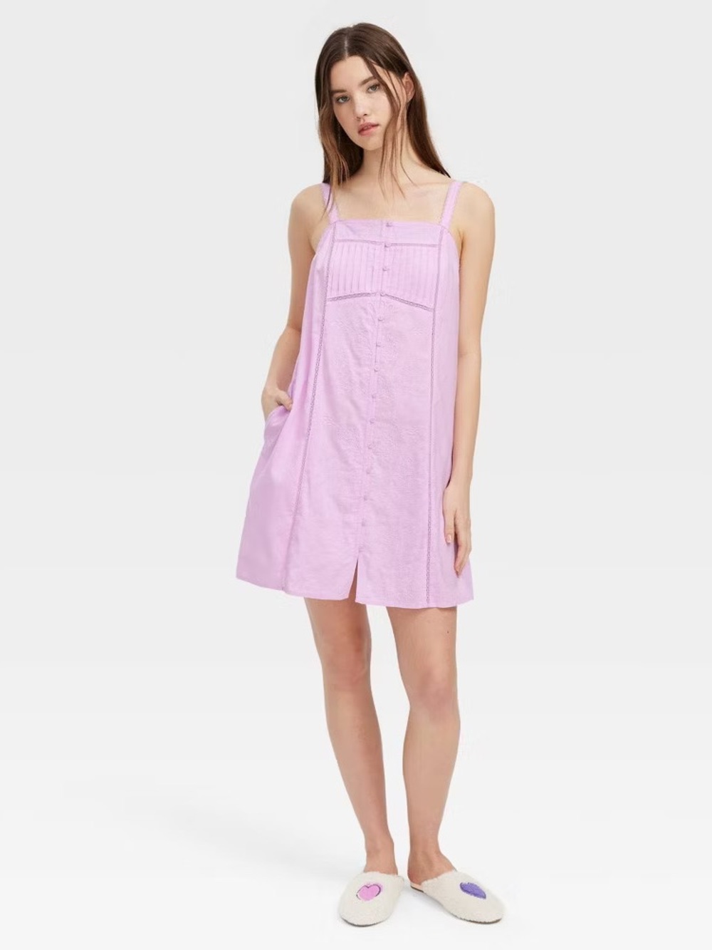Women's Embroidered Slip Sleep Dress Lavender - Roller Rabbit XS NWT - Picture 3 of 11